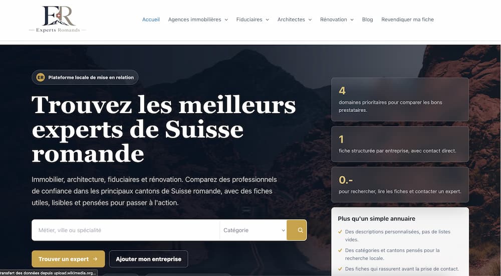 Experts Romands plateforme web et application